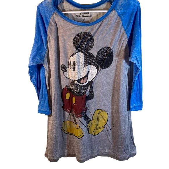 Walt Disney World Mickey Mouse Distressed Tee Shirt Size XL Blue Gray - Picture 4 of 8